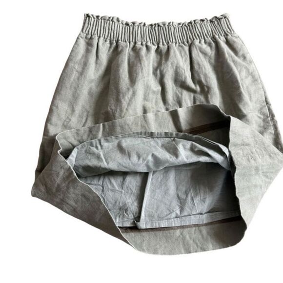 J. Crew Khaki Skirt Size 00 Linen Blend Elastic Waist Mini Short - Picture 7 of 7